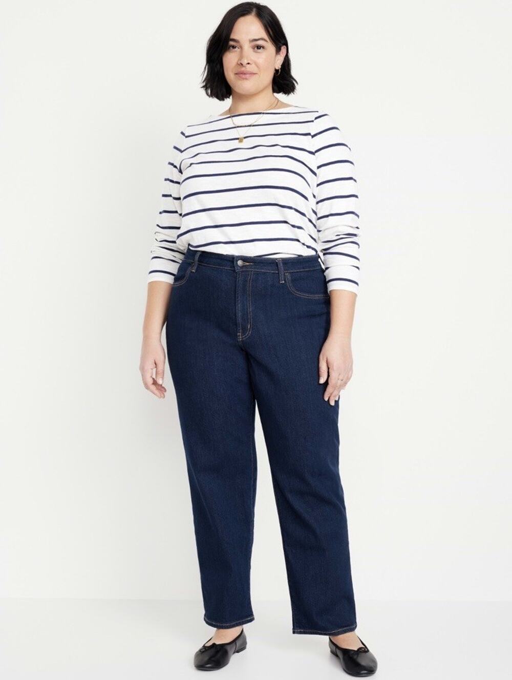 NWT**Old Navy High Rise Wow Loose Jeans* Size 20** Blue Dark Wash** Stretch